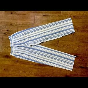 Land N Sea Striped Linen Paperbag Pants